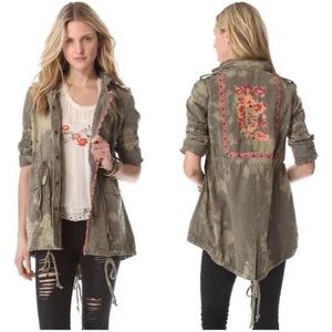 Free People Festival Tie Dye Floral Embroidered Jacket Coat